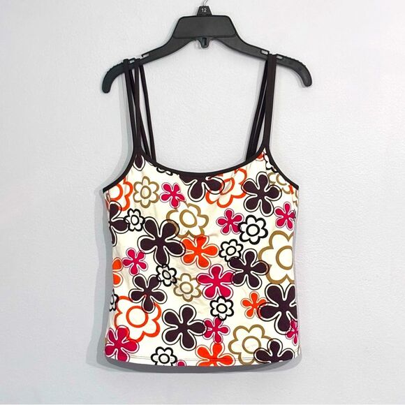 La Blanca by Rod Beattie | Retro Flower Pattern Takini Swim Swimsuit Top Size 12 - Picture 1 of 16